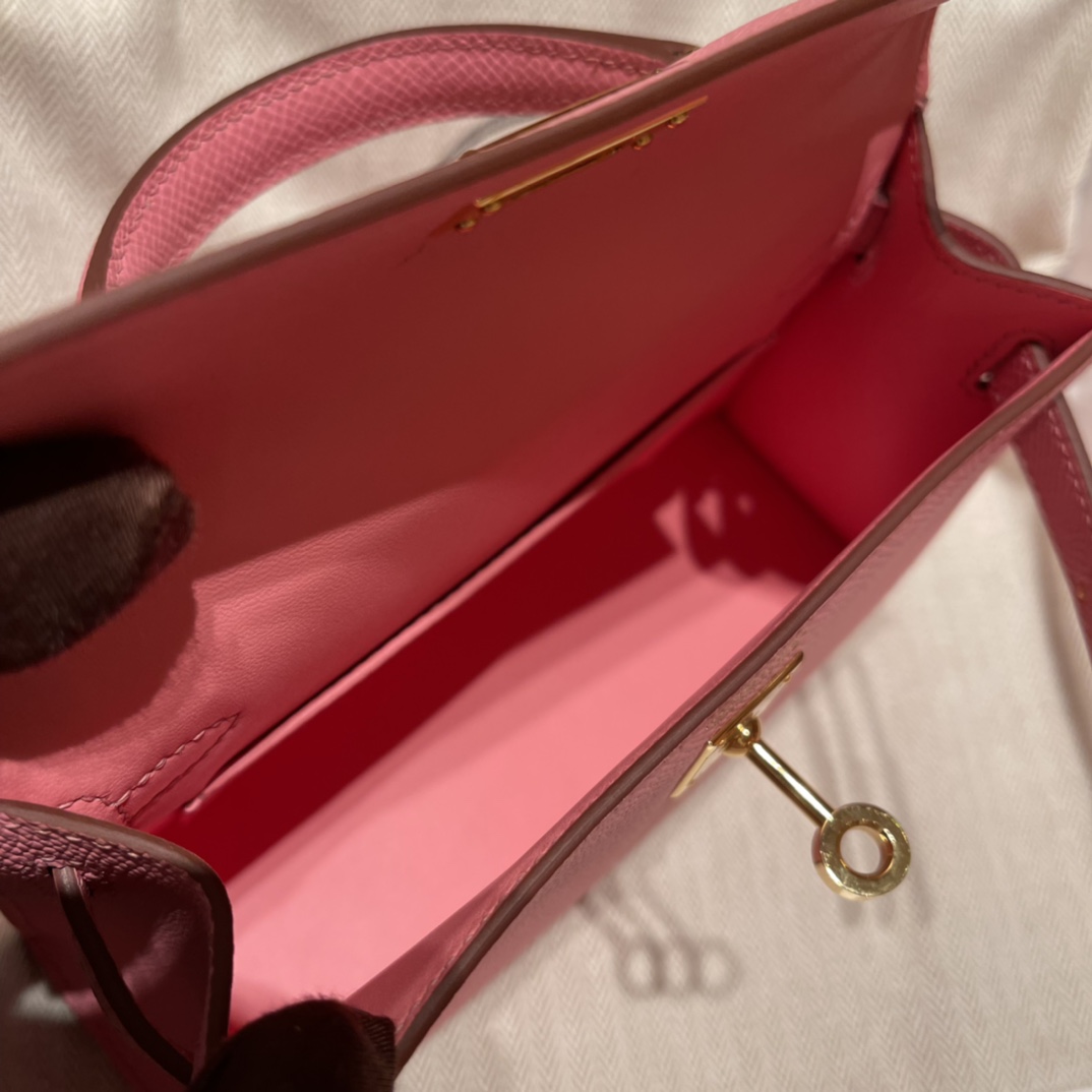 에르메스 미니 켈리백19 핑크 금장 앱송